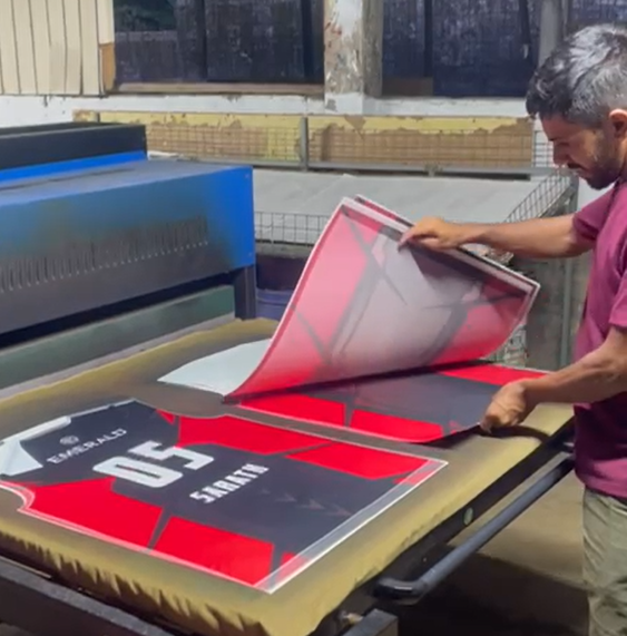 Sublimation printing creating full-color designs on fabric